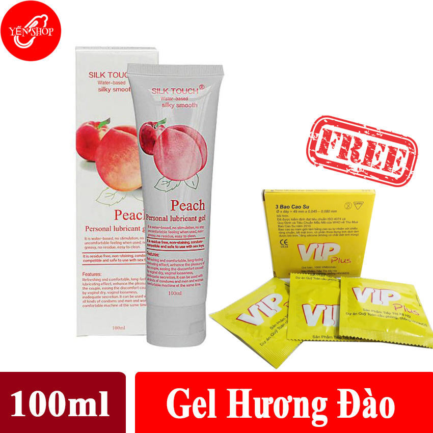 Gel bôi trơn gốc nước cao cấp Hương Đào tặng hộp bao cao su 3c. Lọ 100ml