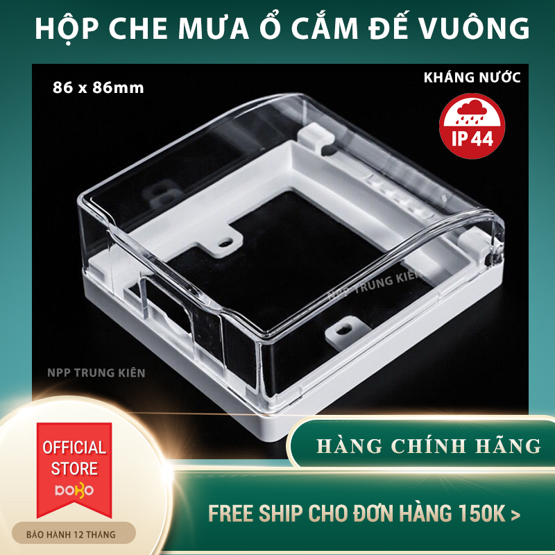 Hộp Chống Nước ổ cắm điện - Hộp Che Mưa cho ổ cắm điện âm tường hình vuông  và chữ nhật (Hàng Chính Hãng DoBo Korea - Loại Tốt - Kháng nước IP 44). Dùng được cho tất cả các hãng công tắc, ổ cắm trên thị trường