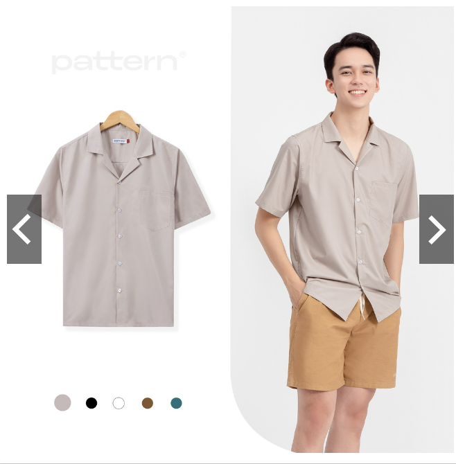 Áo sơ mi nam cộc tay Cuban shirt 5 màu trơn