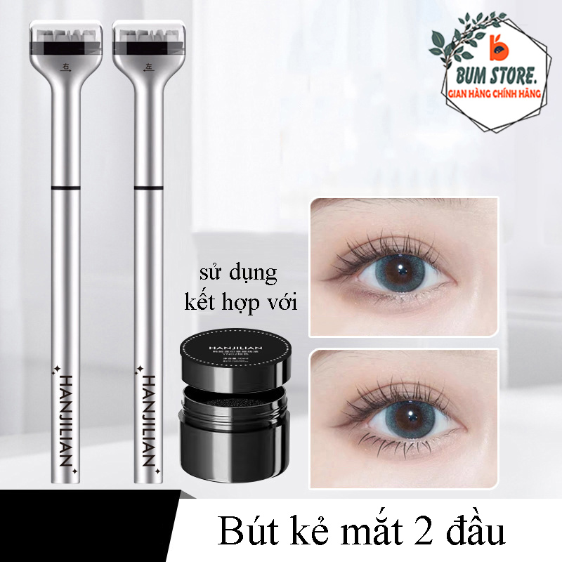 Bút Kẻ Mắt 2 Đầu Hanjilian Kèm Con Dấu In Mi Dưới Tự Nhiên Kẻ Mắt Nước Mi Dưới 2 Màu Sắc Nét Không Lem Dễ Sử Dụng