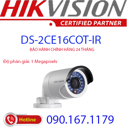 Camera hd-tvi hồng ngoại 1.0 megapixel hikvision ds-2ce16c0t-ir