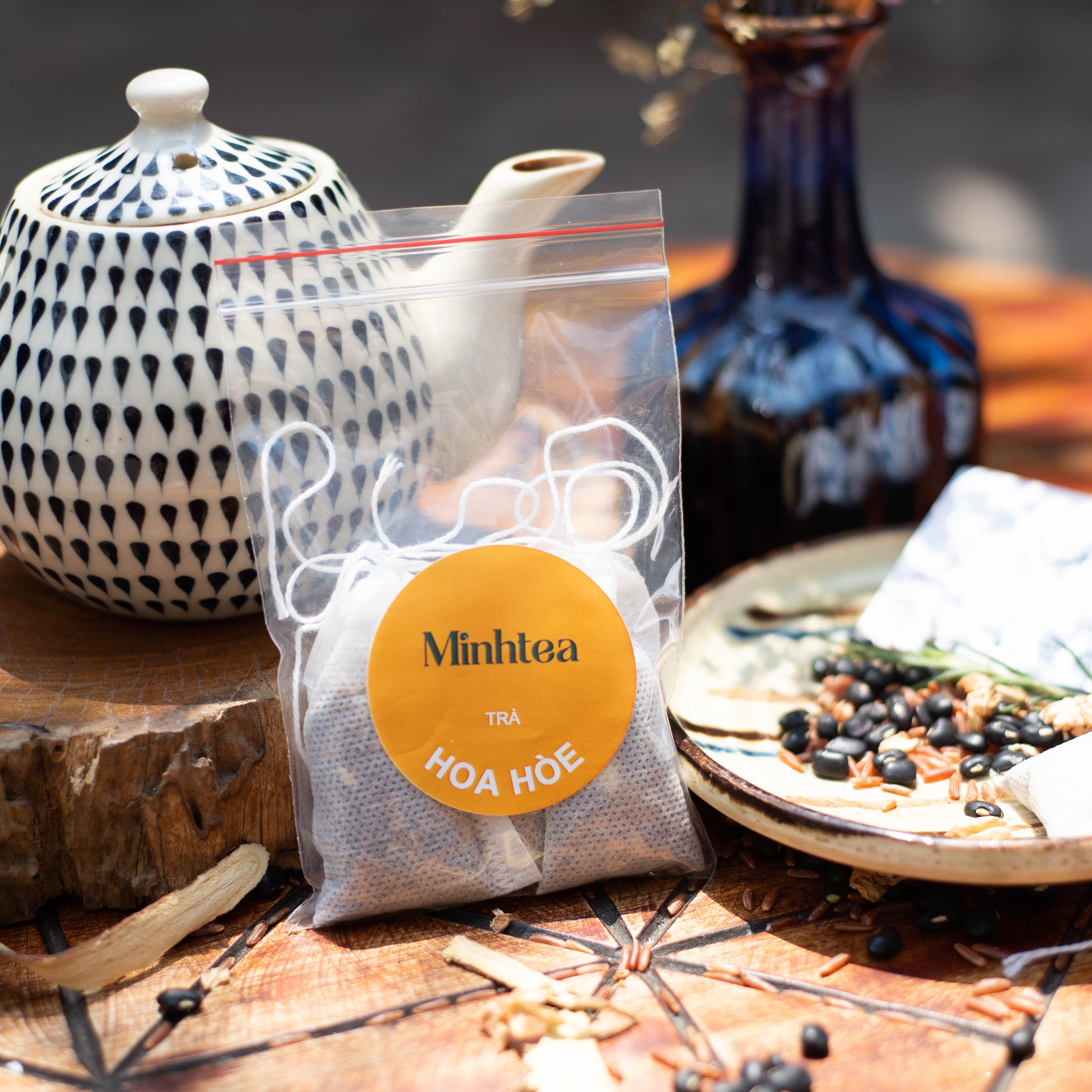 Trà Hoa Hoè Đỗ Đen Tâm Sen Cam Thảo Hạ Huyết Áp Minhtea hỗ trợ ổn định huyết áp, an thần, ngủ ngon, lợi tiểu, thanh nhiệt gói dùng thử 3 túi lọc