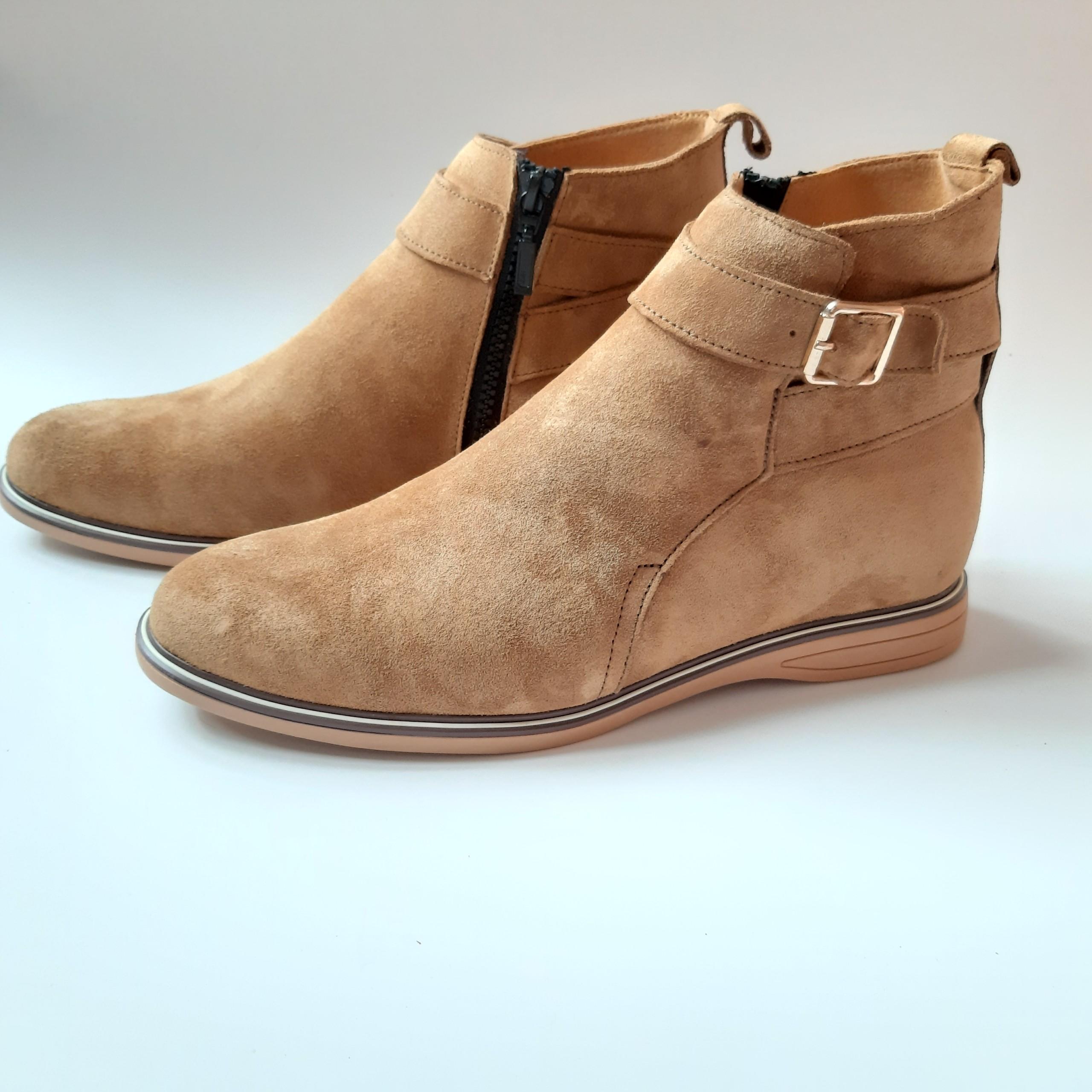 Giày chelsea boot nam da bò lộn Savato Fashion cao cấp màu vang be