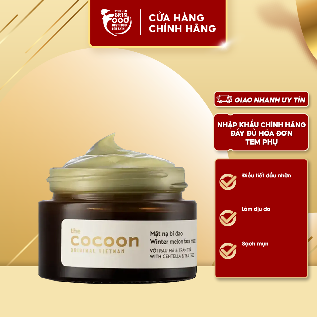 Mặt nạ rửa dành cho da dầu và mụn ẩn chiết xuất bí đao the cocoon winter melon face mask