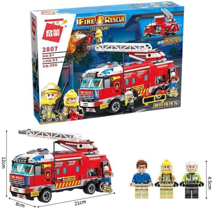 Đồ chơi lego xe cứu hỏa ‼️Lego Enlighten 2807- xe cứu hỏa cực đẹp bộ 366pcs