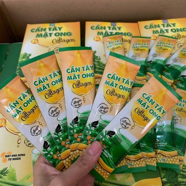 Bột Cần Tây Mật Ong Collagen Giảm cân, cần tây sấy lạnh hộp 15 gói-CMO