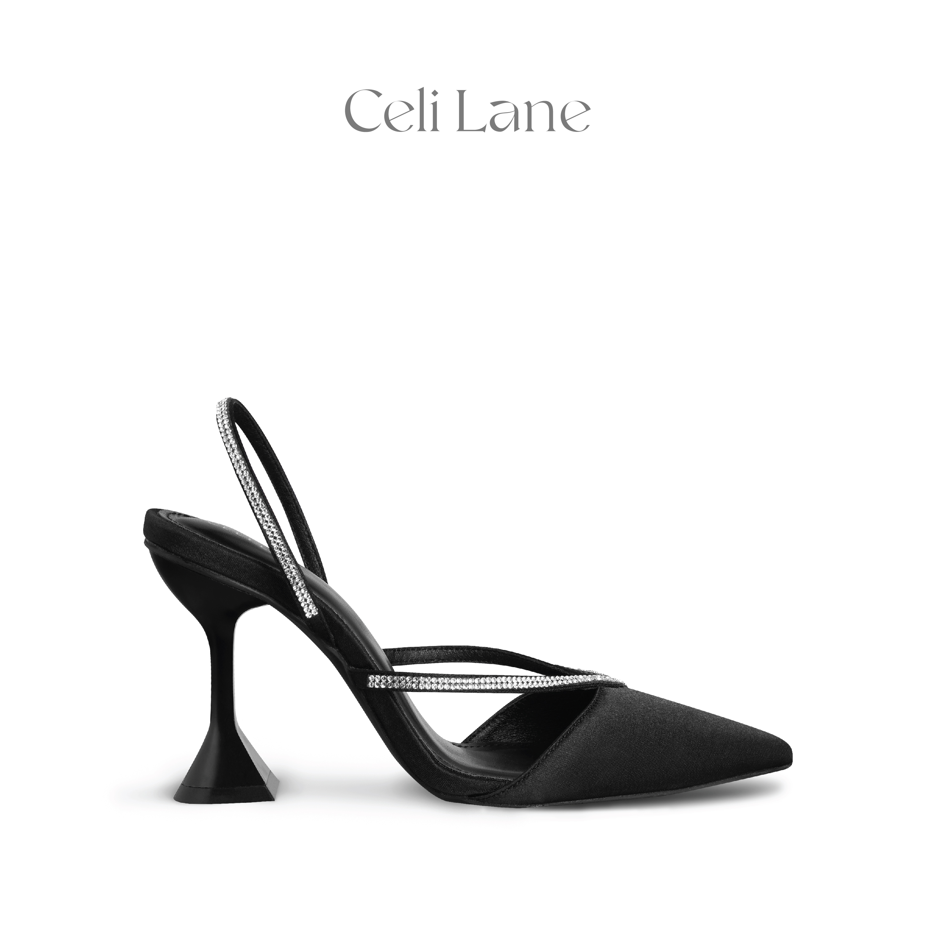 Giày cao gót Sabi satin cao cấp đính đá đế cao 9cm - Celi Lane