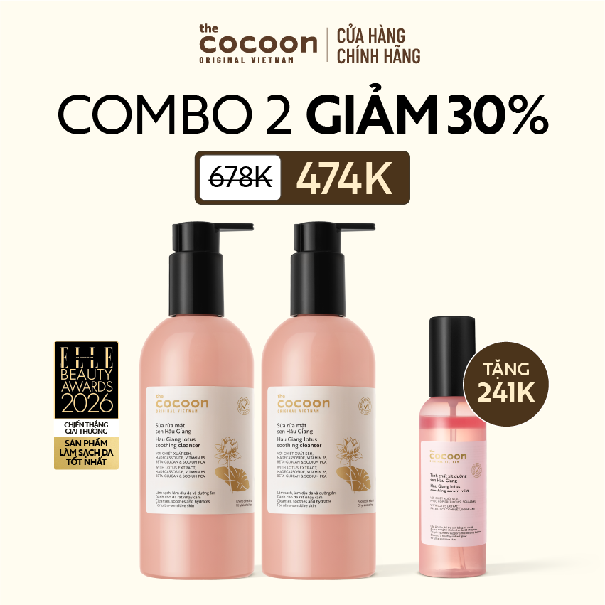 COMBO 2 Sữa rửa mặt Sen Hậu Giang dành riêng cho làn da mỏng manh  rất nhạy cảm 310ml