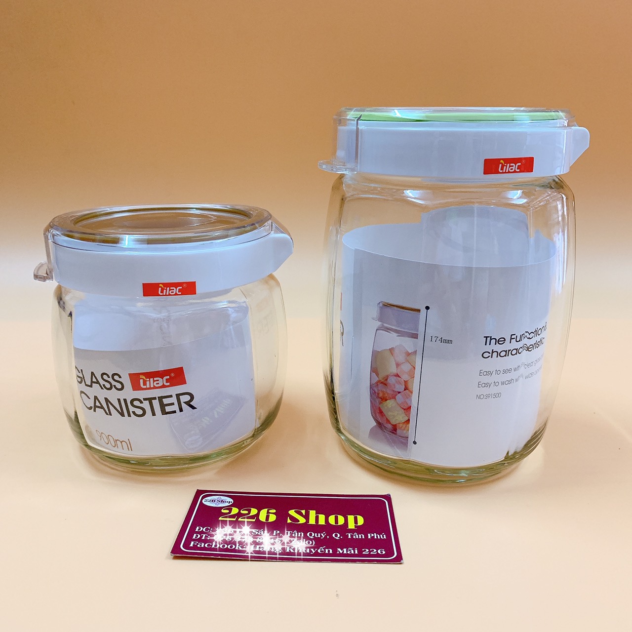 [HCM]Hũ thuỷ tinh cao cấp Lilac [nắp bật và xoay 2in1].Có 2 size: 900ml và 1500ml