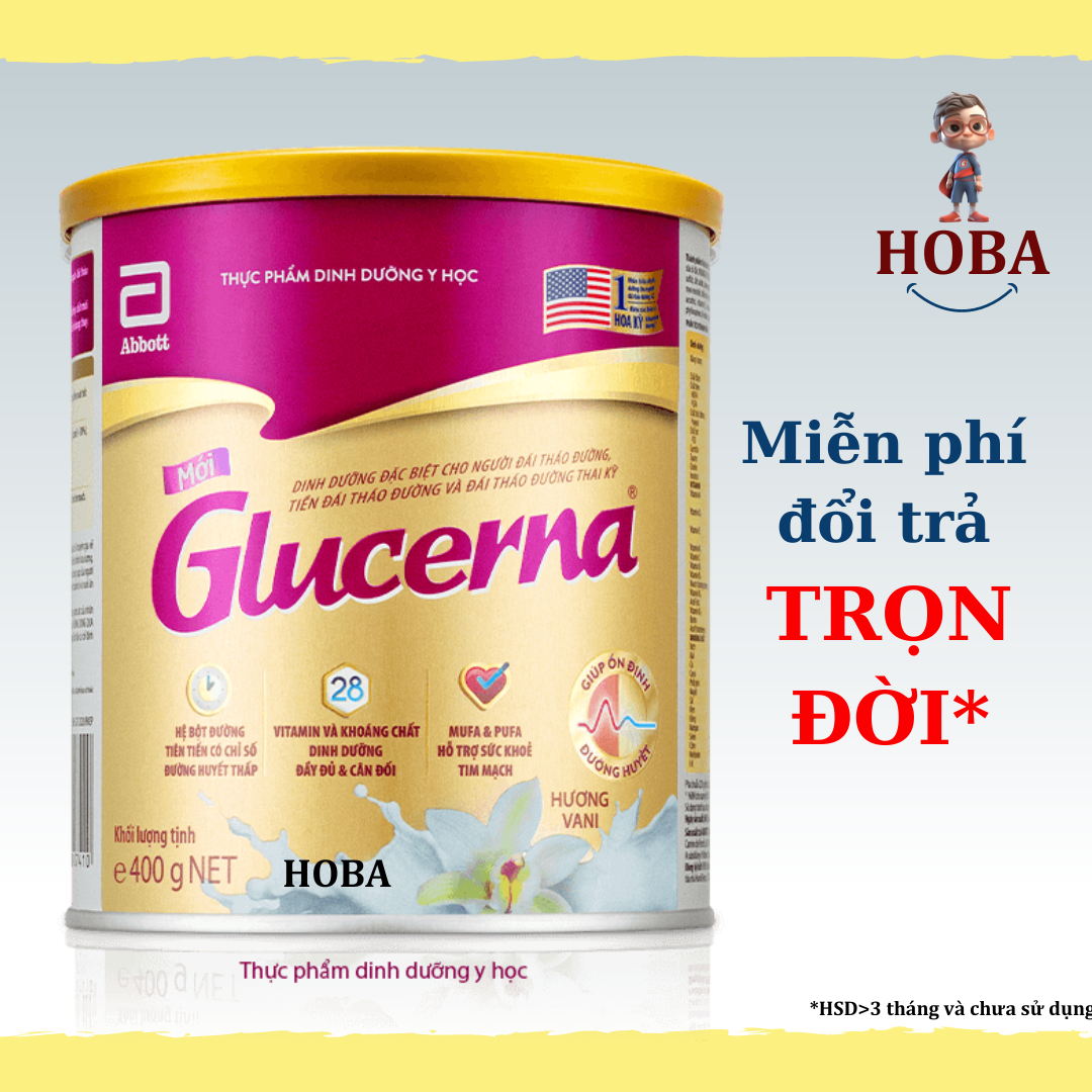 Sữa Bột Abbott Glucerna Hương Vani/Lúa Mạch 380g dành cho người tiểu đường - Hàng chính hãng