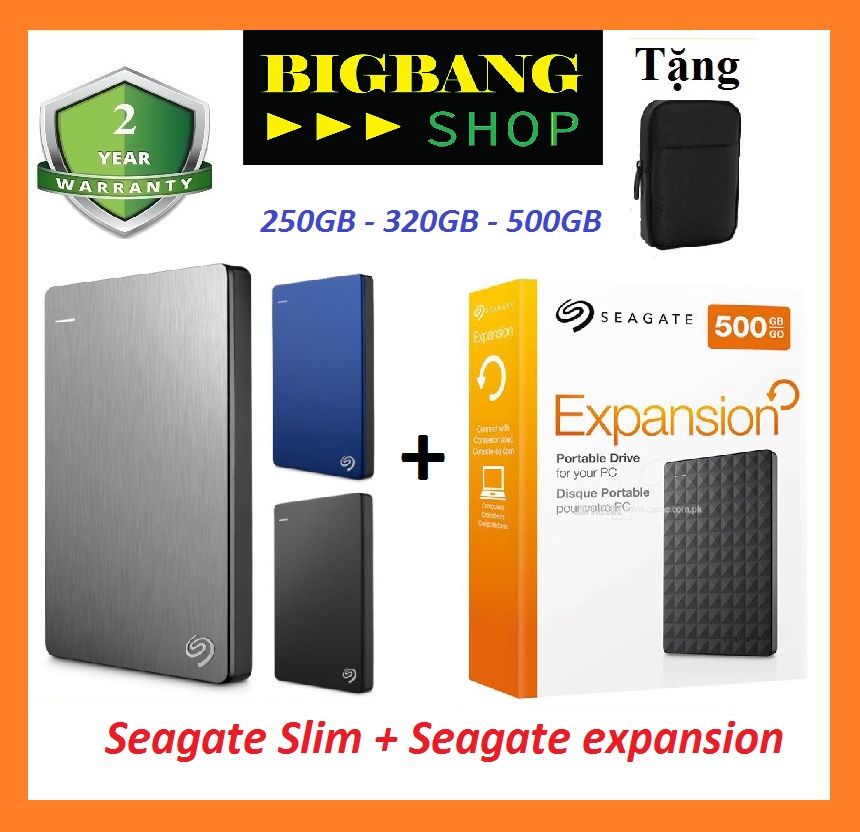 Ổ cứng di động seagate slim - expansion, 250gb đến 1tb, usb 3.0 tặng túi đựng ổ cứng