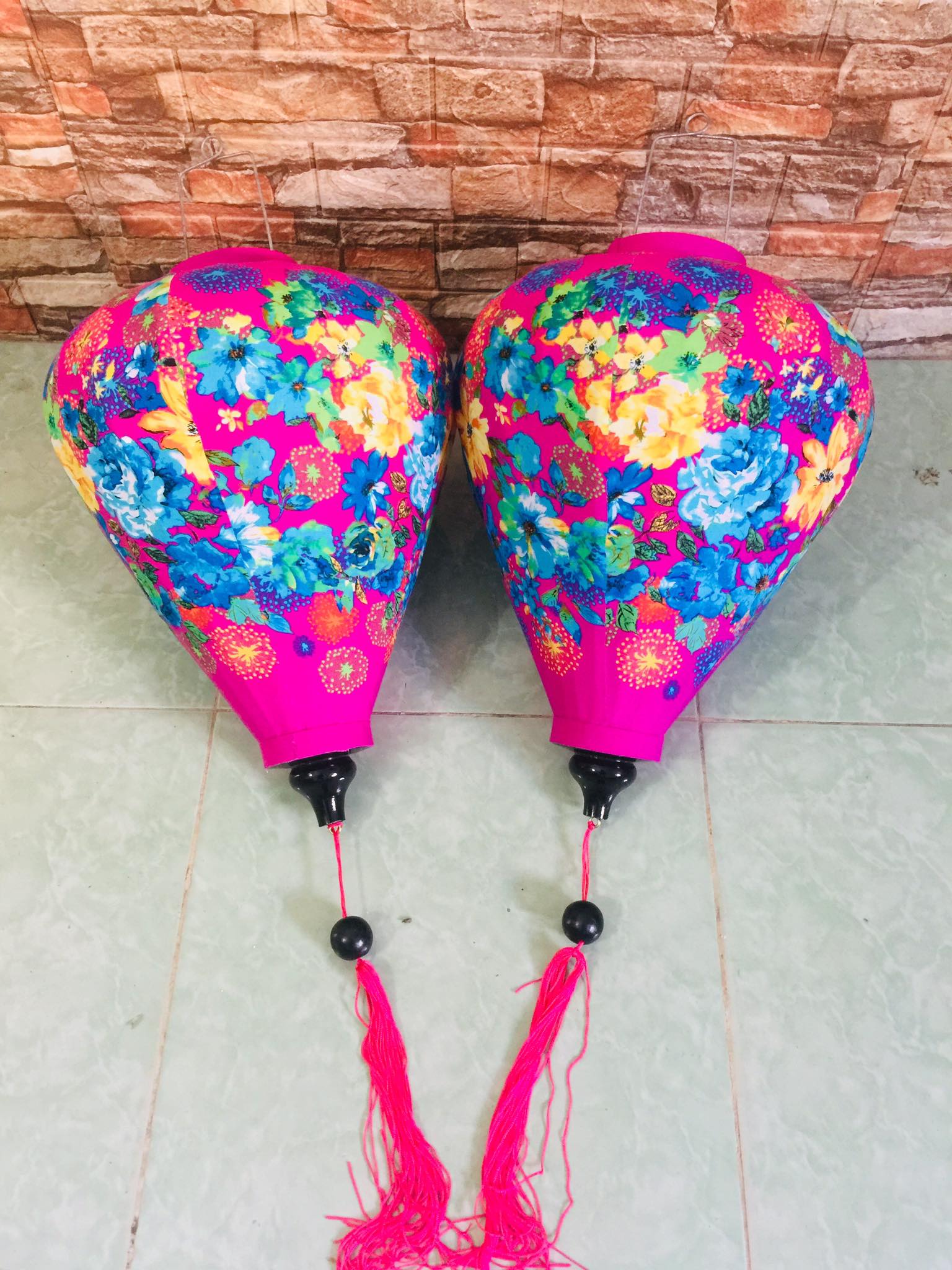Đèn lồng hội an vải lanh hoa - size 45 cm