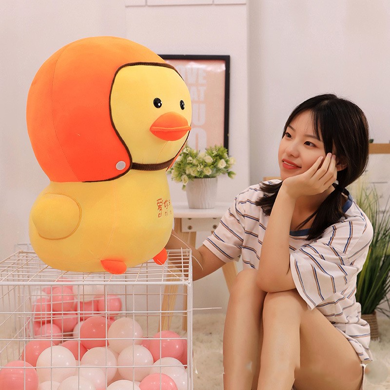 Đồ chơi vịt vàng đội nón gấu bông vịt vàng nón bảo hiểm gấu bông miniso gấu bông an toàn cho bé hàng việt nam