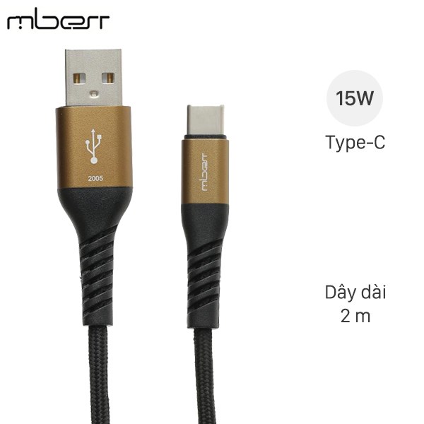 Cáp type c 2m mbest ds463x-wb đen