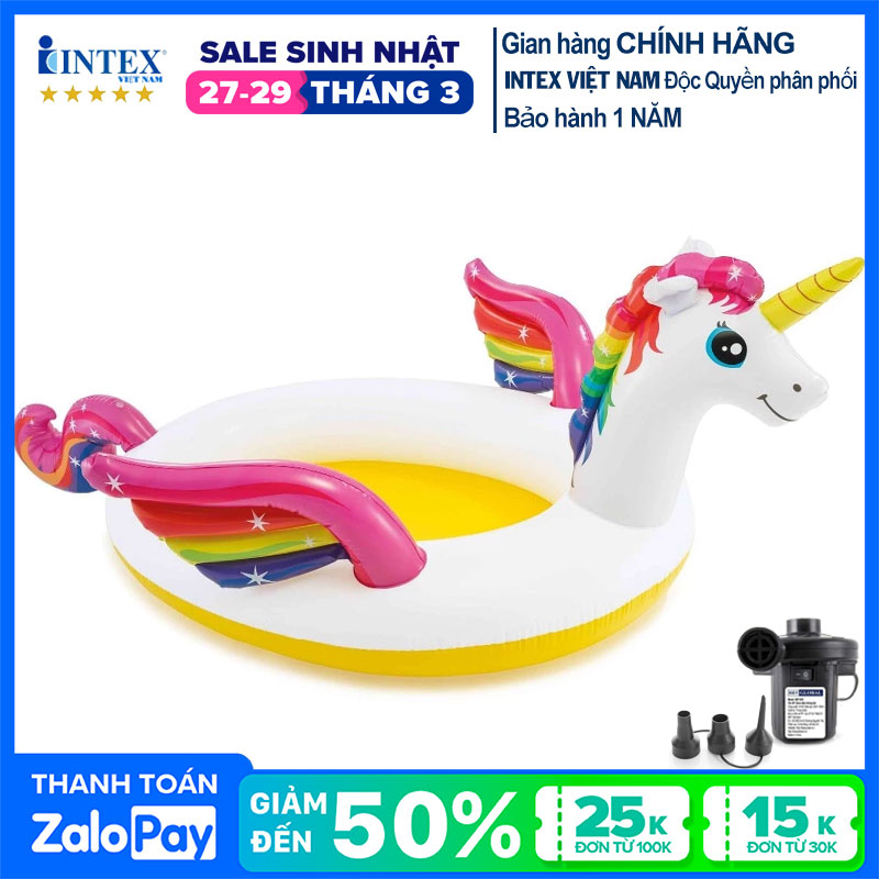 Bể bơi phao ngựa thần sắc màu có vòi phun mưa intex 57441 - Hồ bơi cho bé mini, Bể bơi phao trẻ em