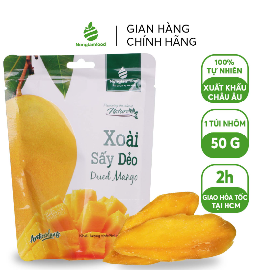 Xoài sấy dẻo Nut Farm 500g dried mango, chua ngọt tự nhiên, không đường