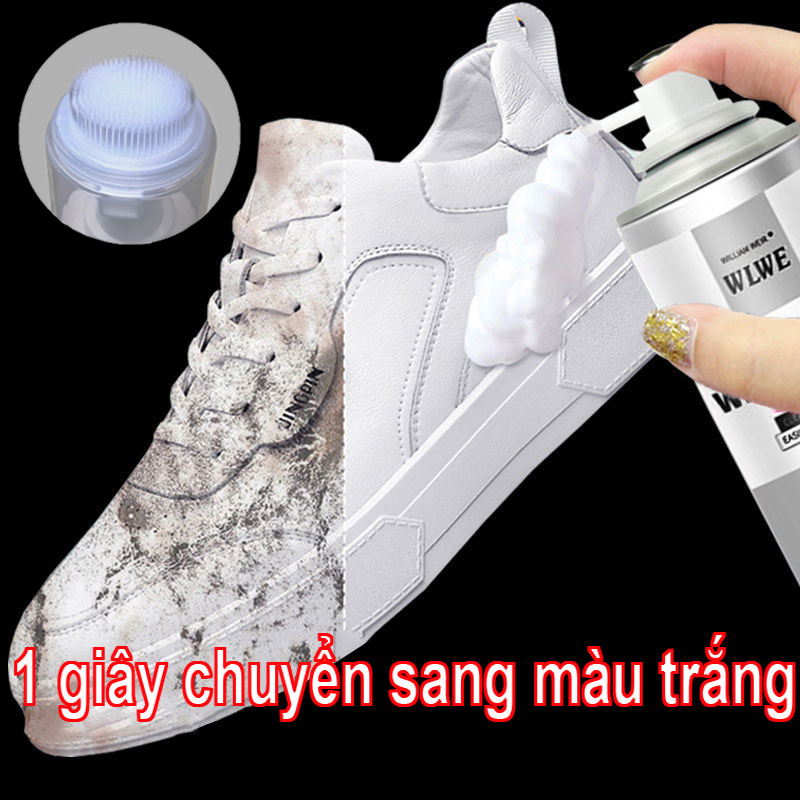 BỌT SẠCH GIÀY TRẮNG Với đầu bàn chải Giặt giày siêu tốc chai xịt bọt diệt khuẩn tiết kiệm thời gian/200ml Với đầu bàn chải vệ sinh giày FXJA1