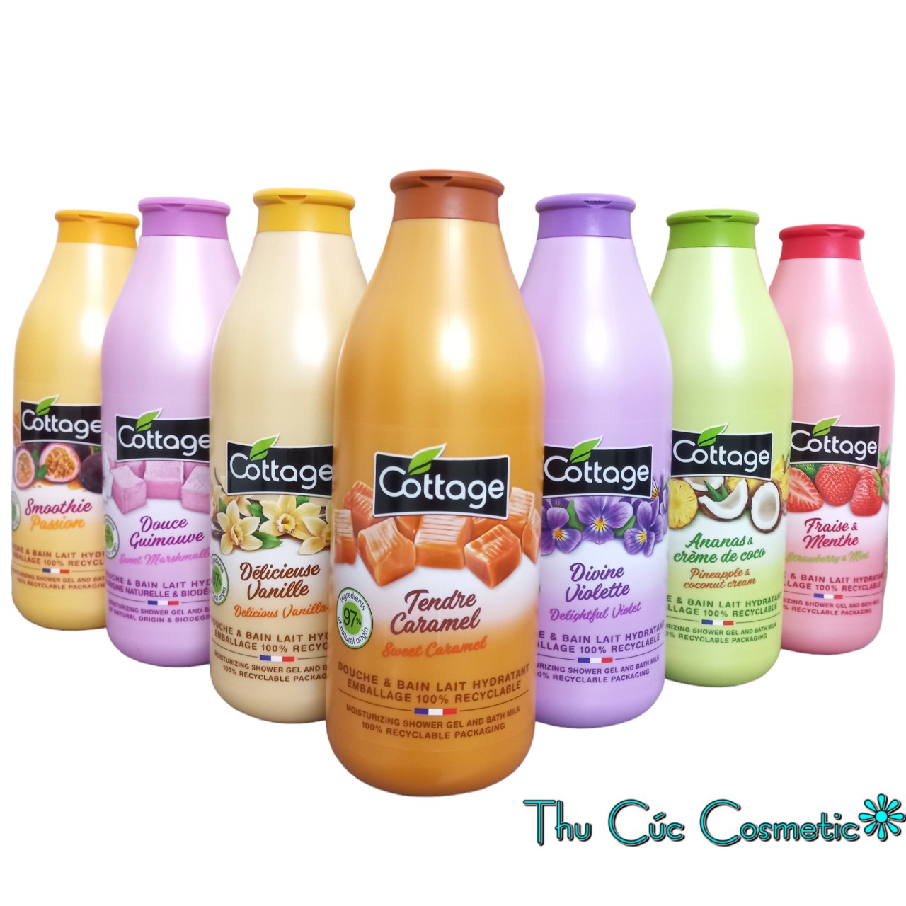 Sữa tắm dưỡng thể trắng da cottage 750ml pháp mẫu mới