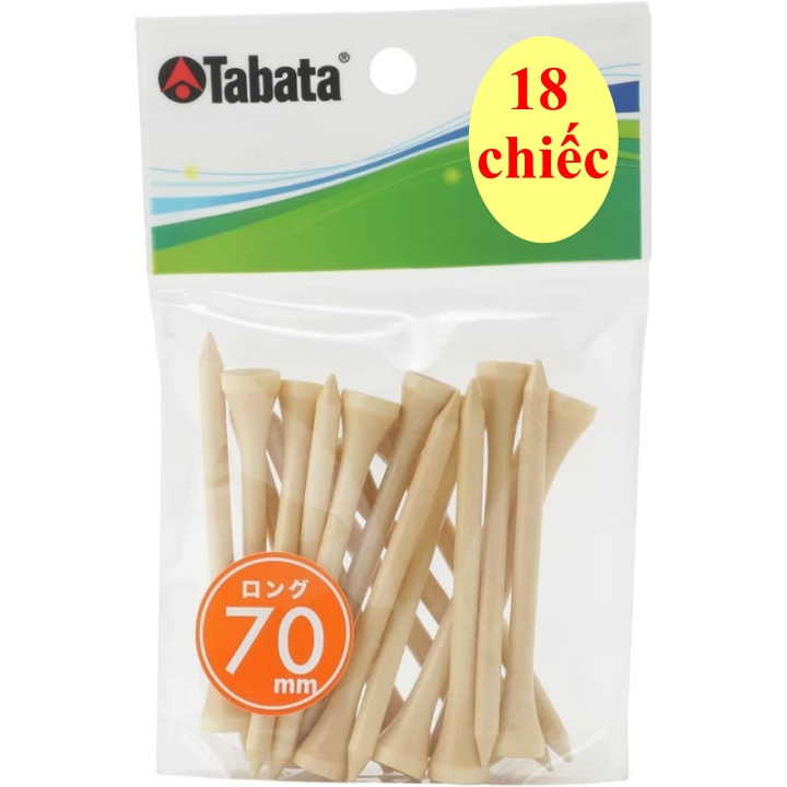 Tee golf gỗ 70mm tabata gv0506 chính hãng, 18 cái que đỡ bóng golf nhật bản, tee gỗ dài phát bóng nhập khẩu