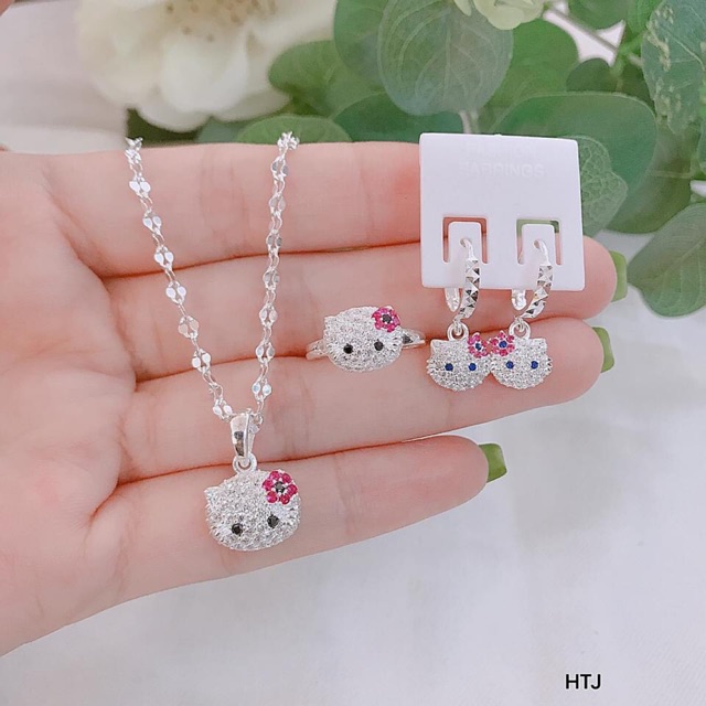 Bộ mèo kitty bạc phay đính đá cho bé gái - trang sức bạc, cam kết hàng đúng mô tả, chất lượng đảm bảo an toàn đến sức khỏe người sử dụng