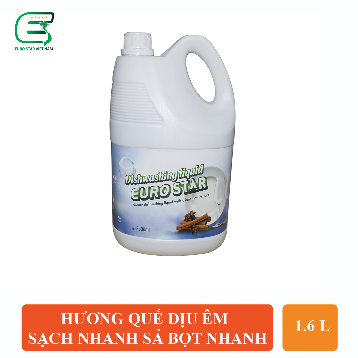 Nước rửa chén EuroStar hương quế 1600ml