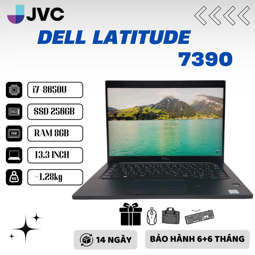 Laptop Dell Latitude 7390 Core i7-8650U RAM 16GB SSD 256GB 13.3inch IPS FHD Pin 4-6H