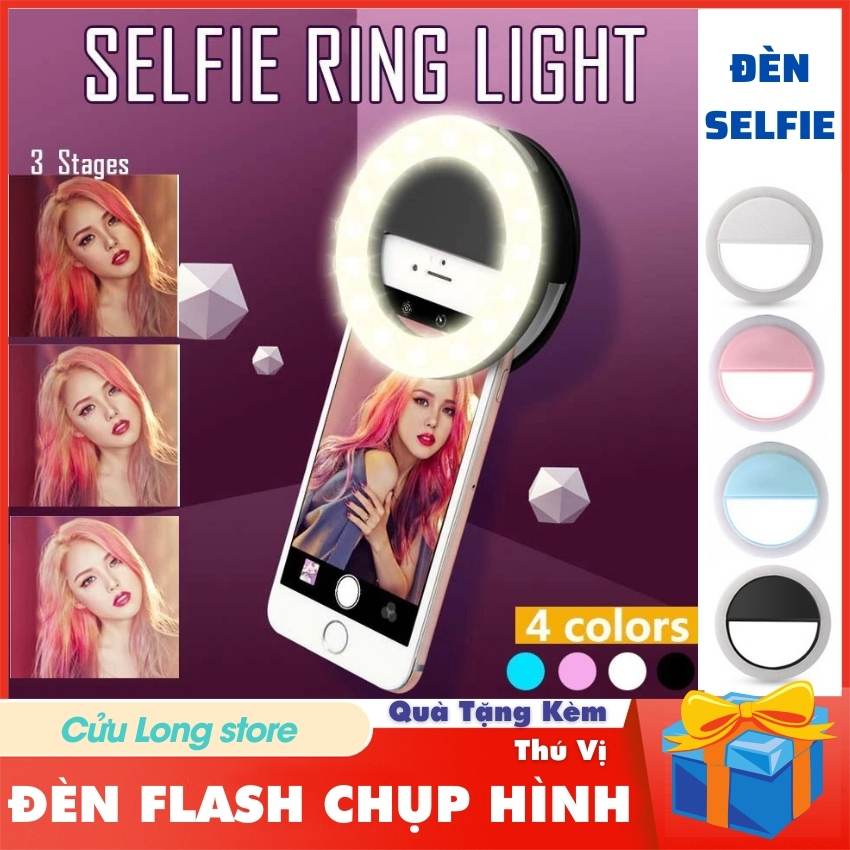 Đèn Chụp Ảnh Led Flash selfie điện thoại chụp hình sống ảo livestream tiktok mini cầm tay 4 chế độ sáng ring light CuuLongstore