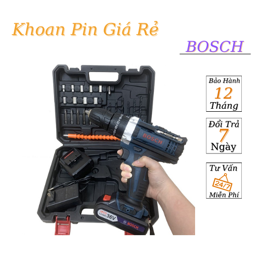 Máy Khoan Pin Bosch 36V, khoan tường khoan bê tông,khoan sắt 3 chức năng có búa, dễ dàng sử dụng cho công việc