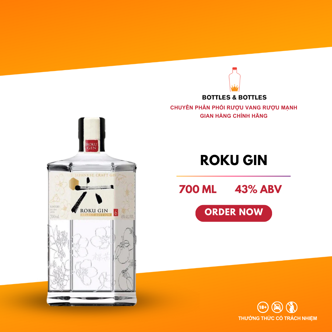 Rượu gin nhật bản roku - 700ml - 43%