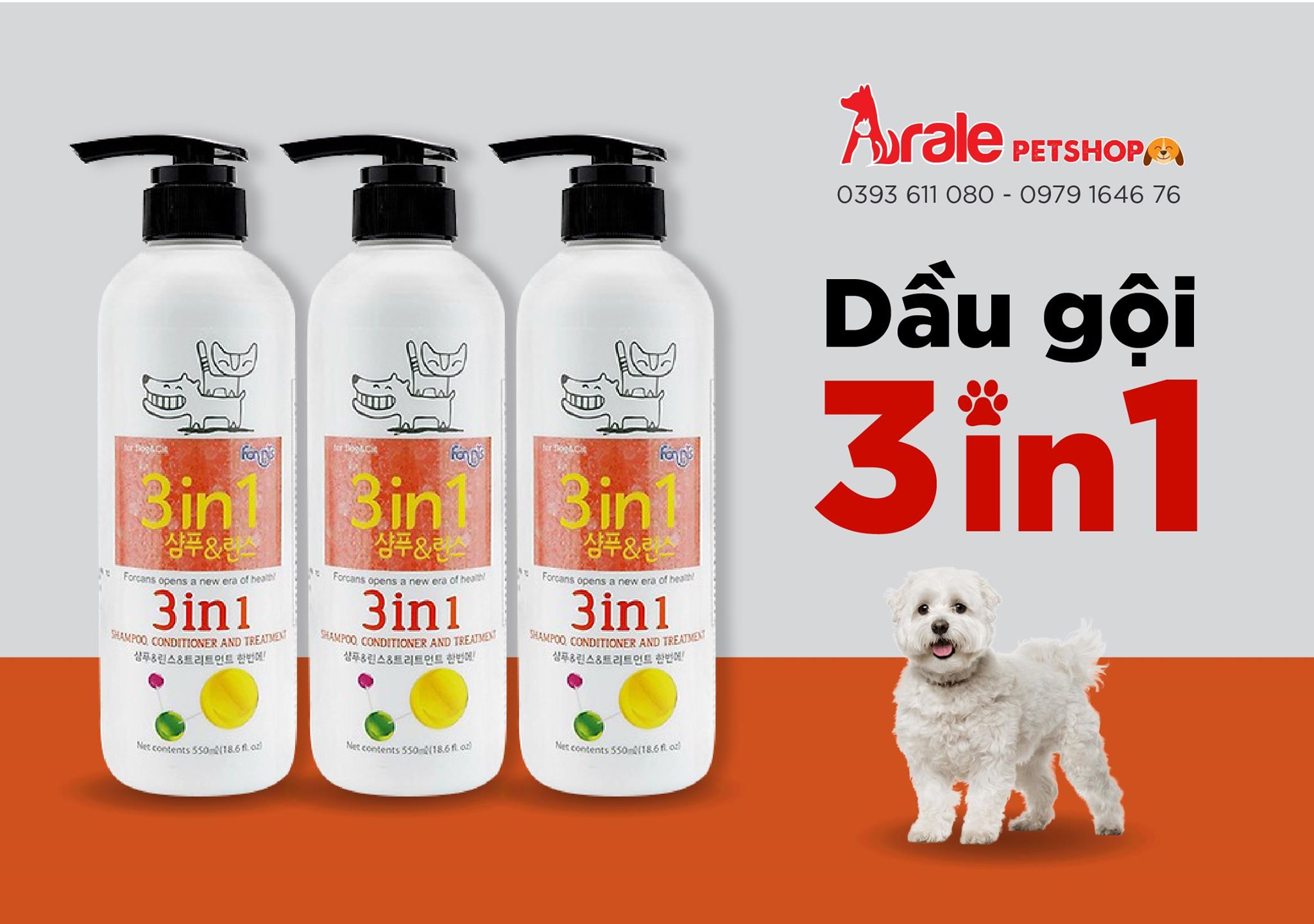 Dầu gội cho chó Forcans 550ml-Aralepetshop