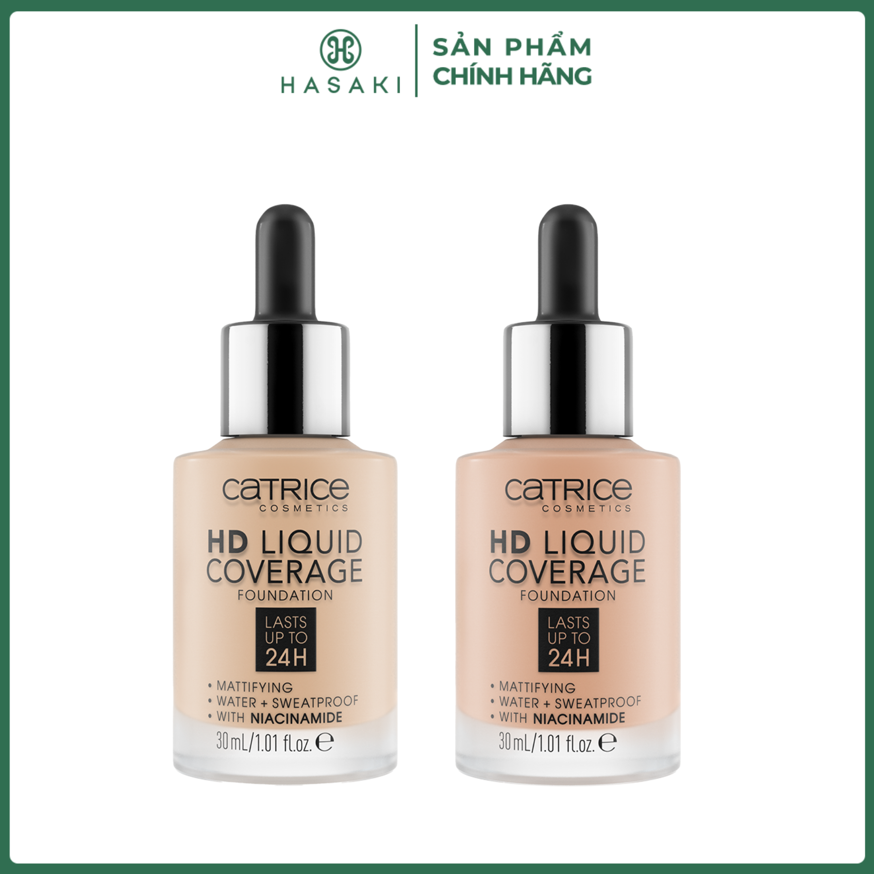 Kem Nền Catrice HD Liquid Coverage Foundation Che Phủ 24h Hasaki Sản Phẩm Chính Hãng