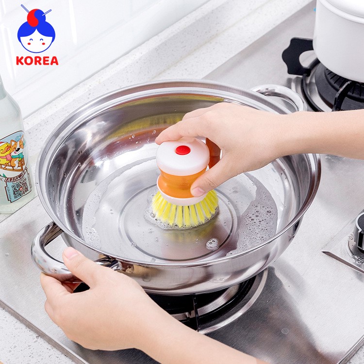 Cọ chùi rửa chảo tiện dụng chứa dung dịch vệ sinh độc đáo nhiều màu sắc GIA DỤNG KOREA