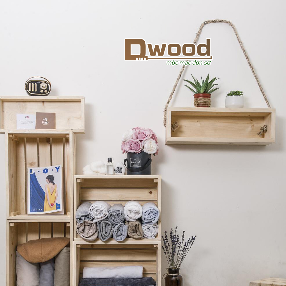 [HCM][Decor] Kệ gỗ thông Dwood hộp gỗ treo tường Decor xinh xắn- nhiều size