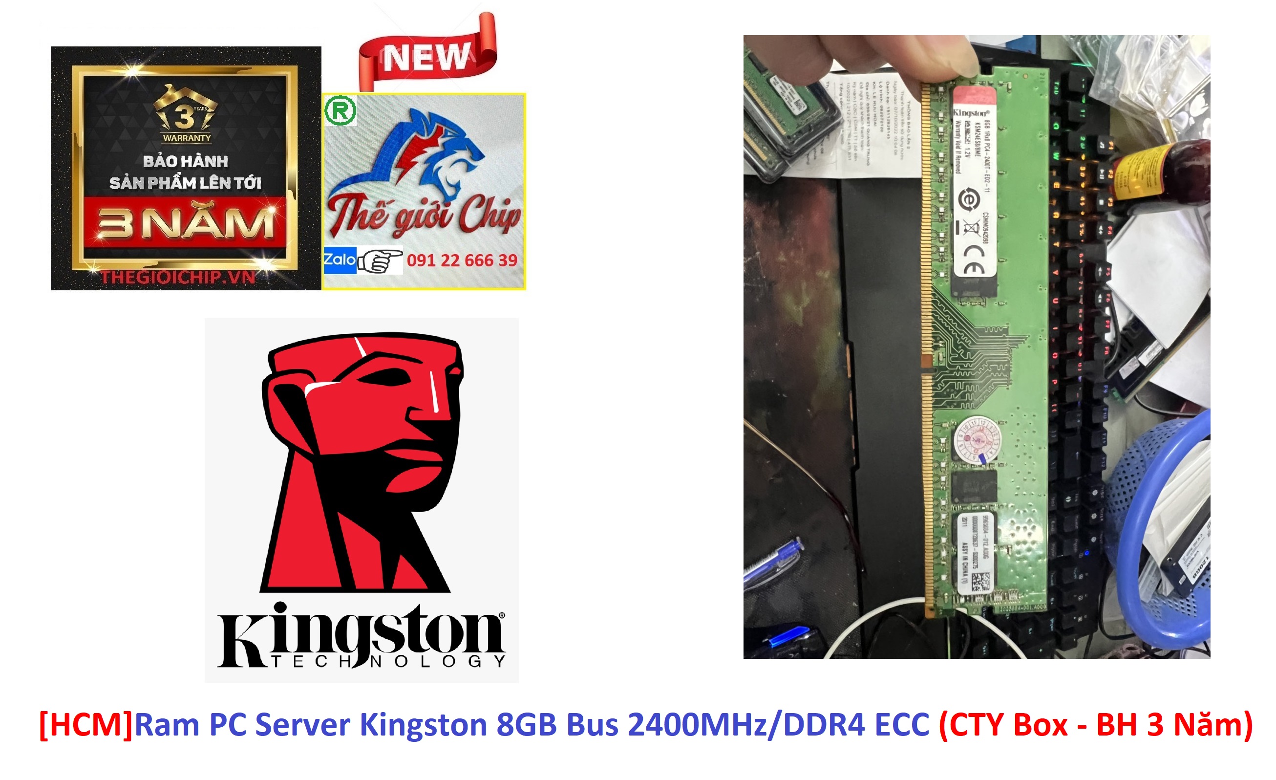 Ram pc server kingston 8gb bus 2400mhz/ddr4 ecc