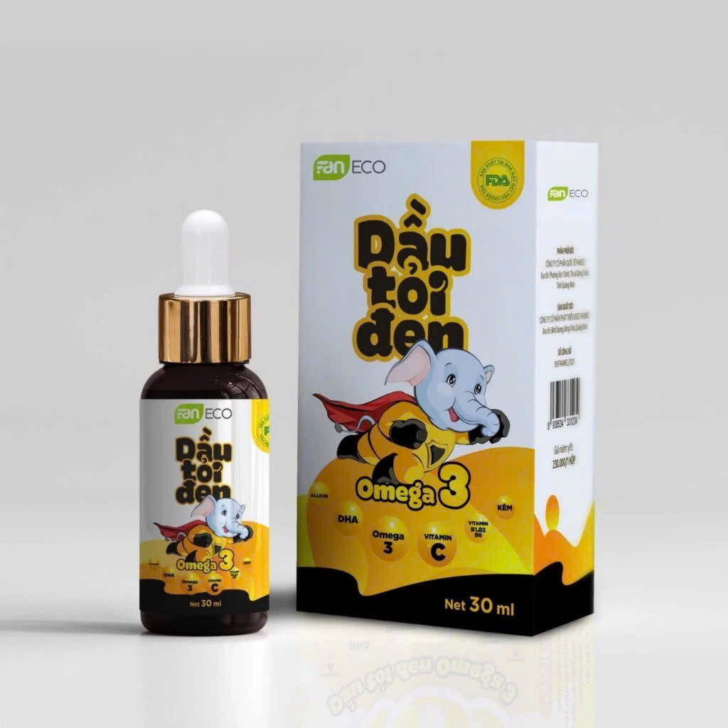 [Chính hãng] Dầu tỏi đen Omega3 - Faneco bé hết ho sổ mũi khò khè chai 30ml dầu tỏi đen
