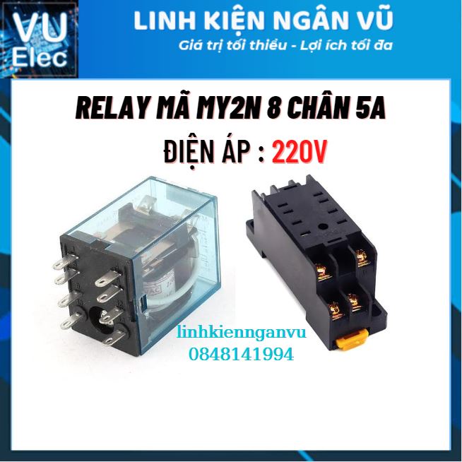 Relay kính 220v 8 chân 5a, rơ le trung gian, relay 220v 8 chân,