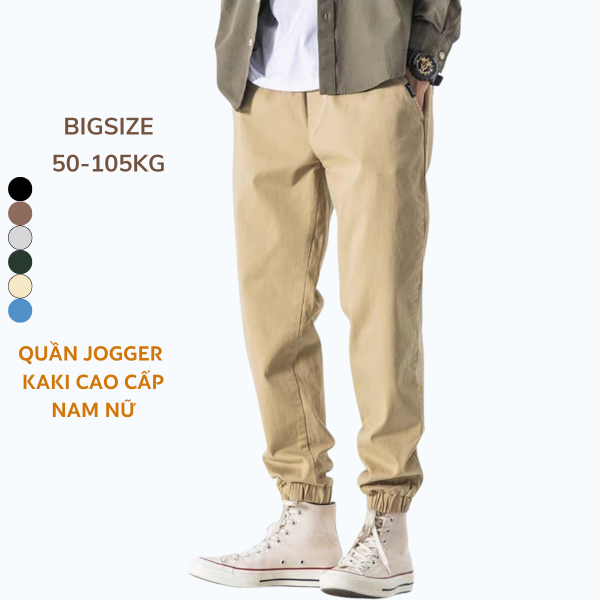 60-105kg Quần Jogger Kaki co dãn Nam Nữ BIGSIZE thời trang Sói Store cao cấp trẻ trung năng động