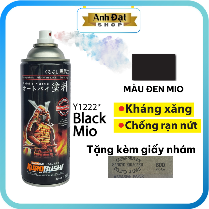 Màu đen Mio Y1222*, dung tích 400ml, có khả năng kháng xăng , chống rạn nứt