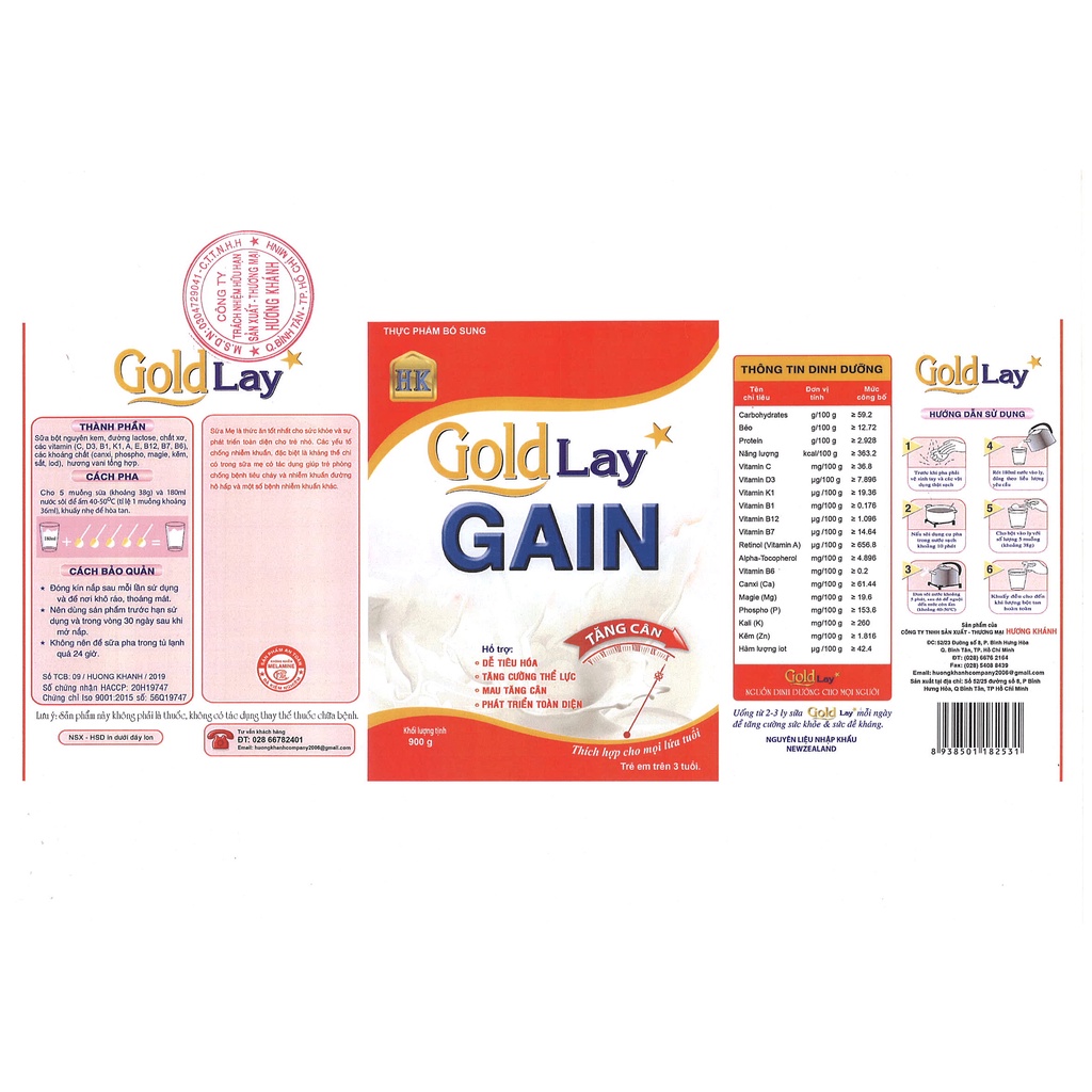sữa tăng cân goldlay gain 900g - dành cho người gầy, trẻ suy dinh dưỡng, phù hợp mọi lứa tuổi 7
