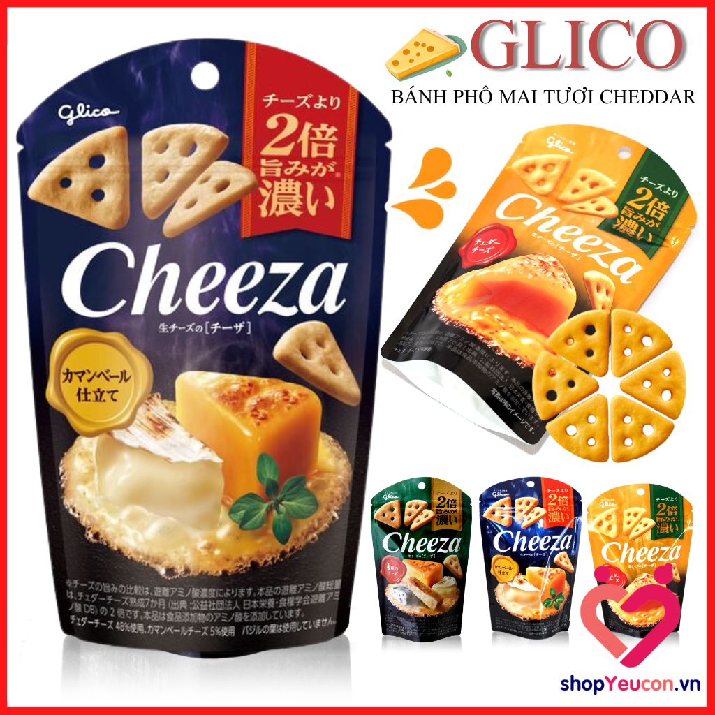 Bánh Phô Mai Tươi Glico Cheeza Phong Cách Camembert/Cheddar (36g x 10 miếng ) - Nội Địa Nhật