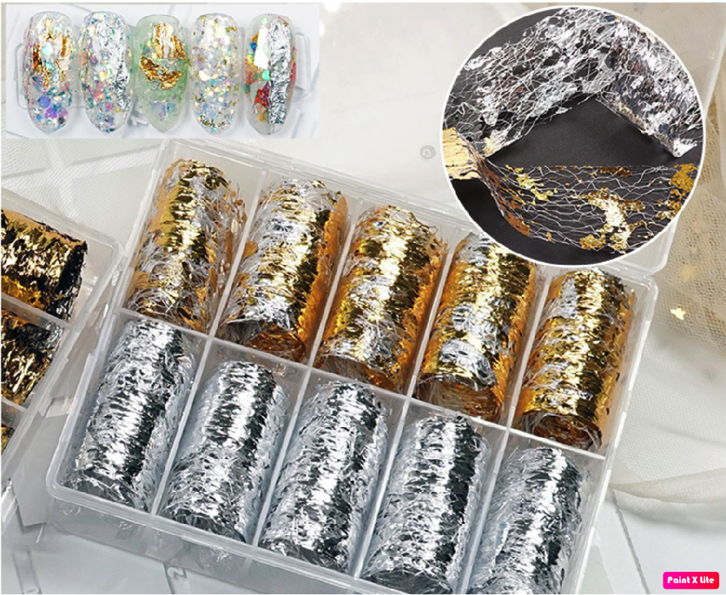 Foil ren giấy bạc 2 màu vàng - bạc hộp 10 ô