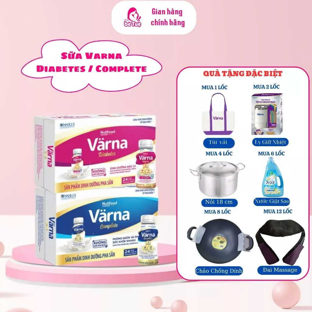 Lốc 6 chai sữa bột pha sẵn Värna Complete/Diabetes chai 237ml - Varna