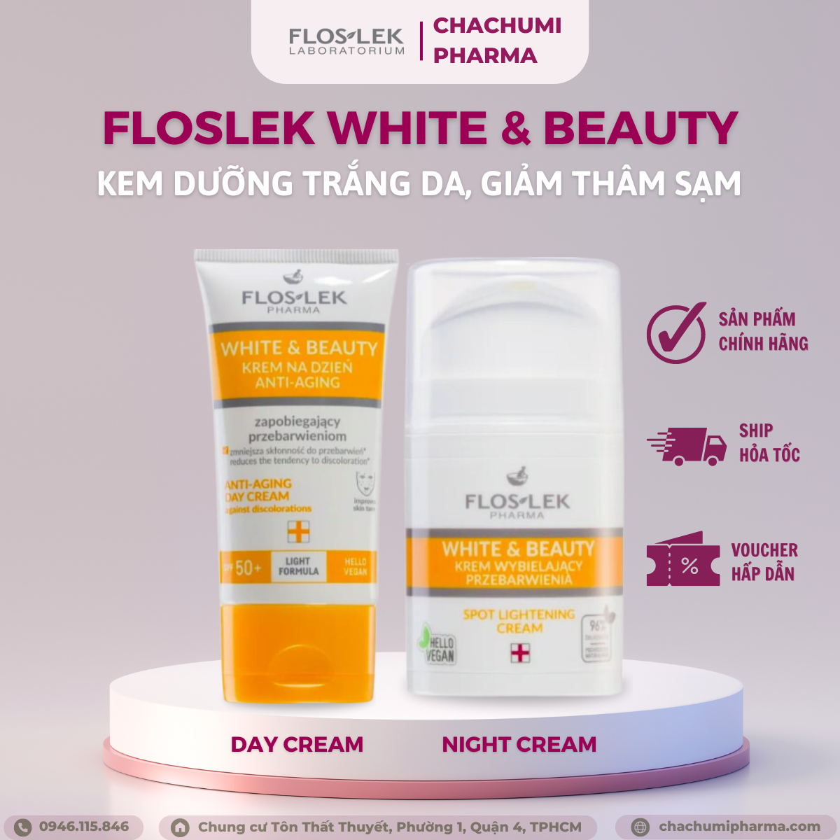 [TPHCM] Kem dưỡng Floslek trắng da, giảm thâm sạm nám White &amp; Beauty