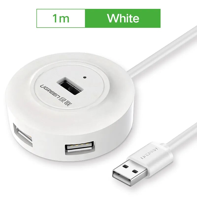 Ugreen 20270 1m màu trắng bộ chia hub usb 2.0 sang 4 usb 2.0 hỗ trợ nguồn 5v cr106