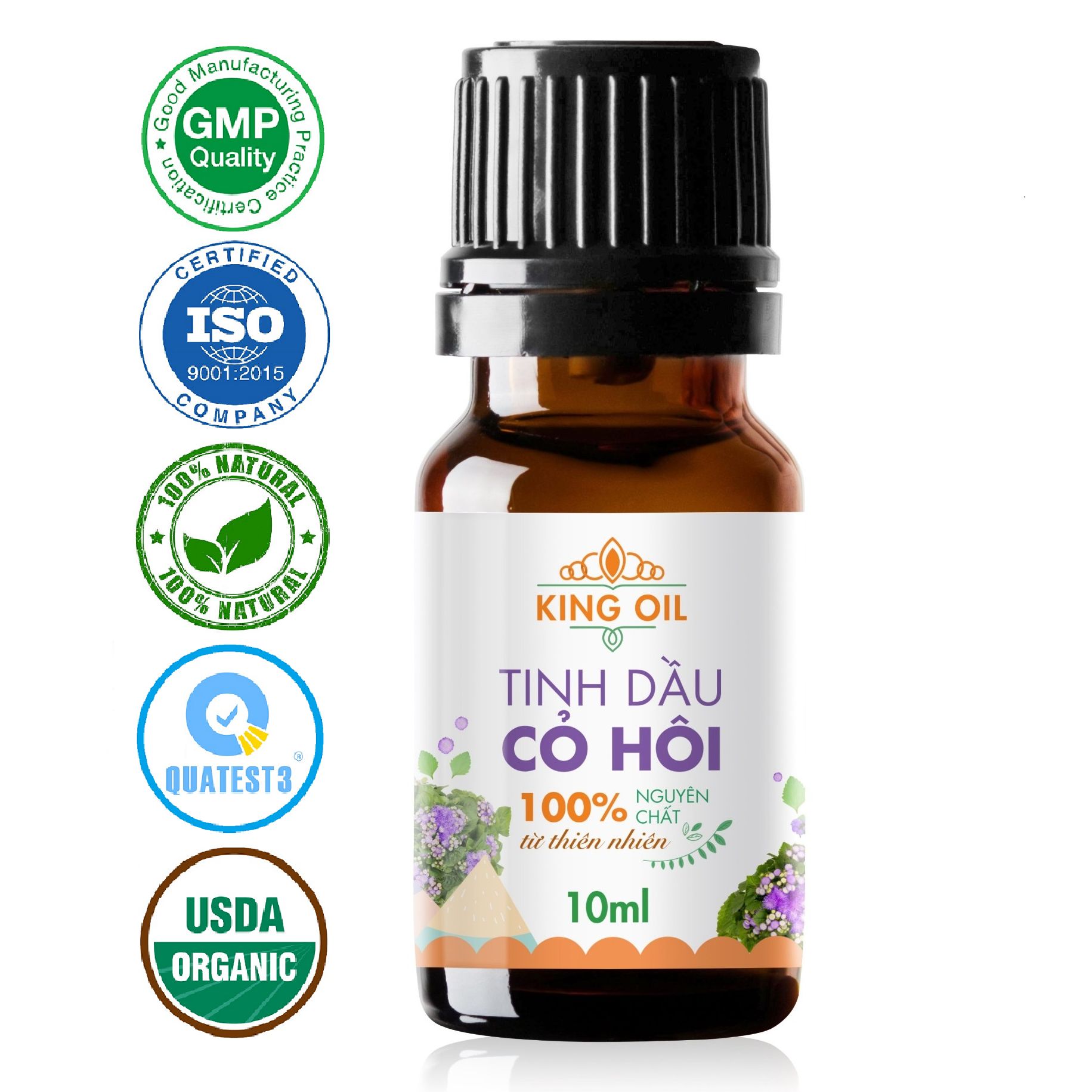 Tinh dầu hoa ngũ sắc/ hoa cứt lợn/ hoa cỏ hôi/ hoa ngũ vị nguyên chất Organic từ thiên nhiên, xông thơm phòng, khử khuẩn, giảm viêm xoang - KingOil