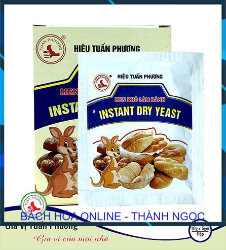 Men nở làm bánh Tuấn Phương, hộp 5 gói x 10g bột nở con chuột, men khô chất lượng dùng làm các loại bánh, Hàng date mới