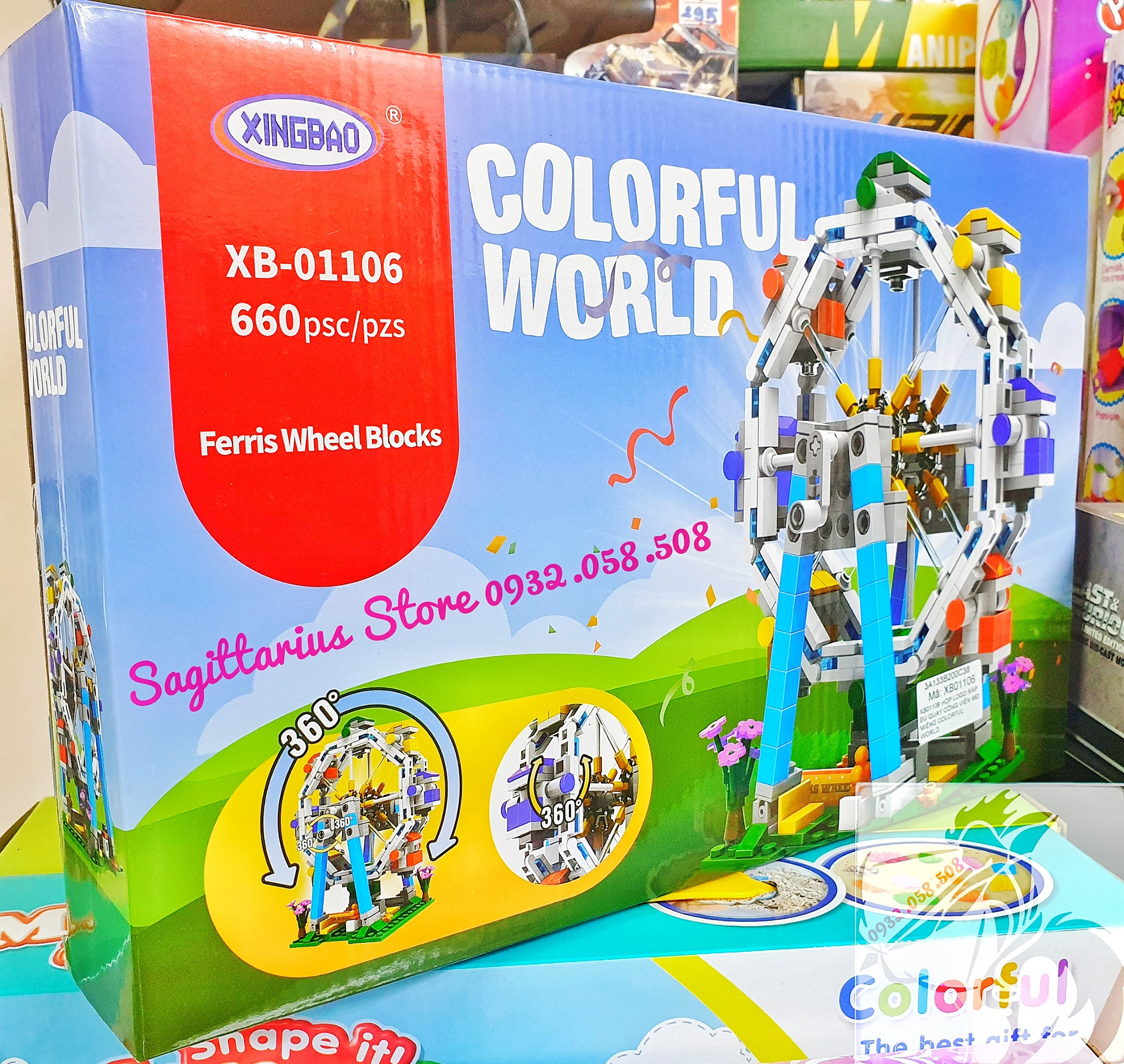 Bộ lego xingbao đu quay công viên - có thể xoay vòng tròn 360 độ
