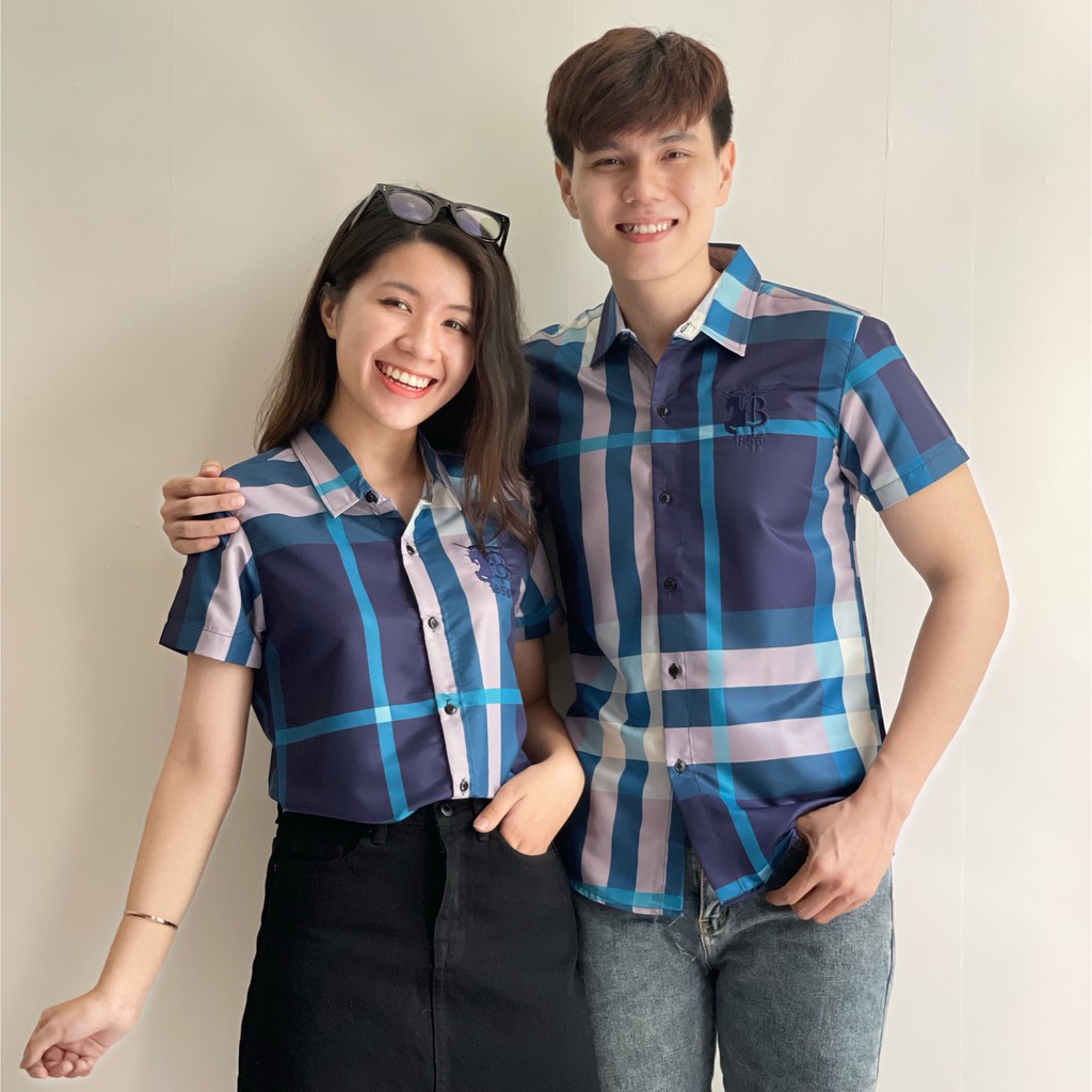 Áo sơ mi Nam Nữ Áo sơ mi tay ngắn Burberry kẻ sọc caro 9