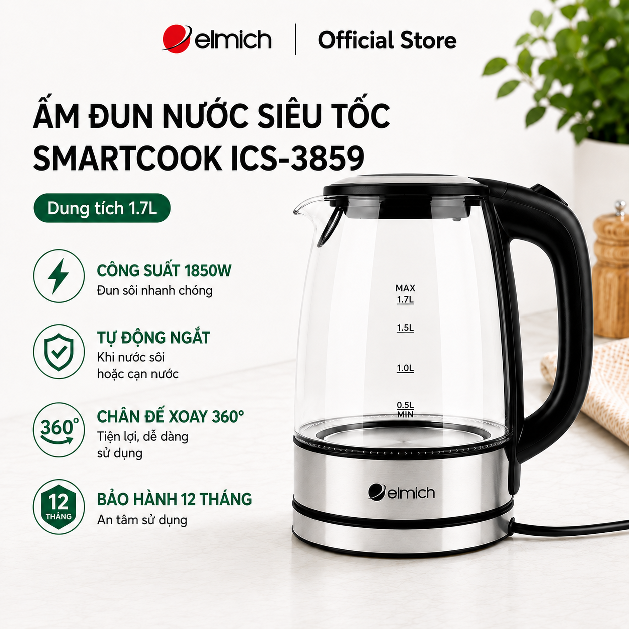 (Only June 25-29) Smartcook Ics-3859 Electric Kettle