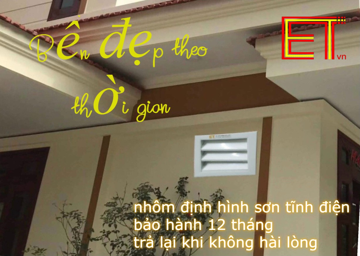 Louver Chớp ô thoáng Lam Vỉ gió cho quạt thông gió ET Việt Nam 40x25cm Thông gió nhà vệ sinh Chắn nước mưa Chống chuột muỗi Che lỗ hở thẩm mỹ Chất liệu nhôm định hình sơn tĩnh điện bảo hành 12 tháng chuyên dùng cho biệt thự